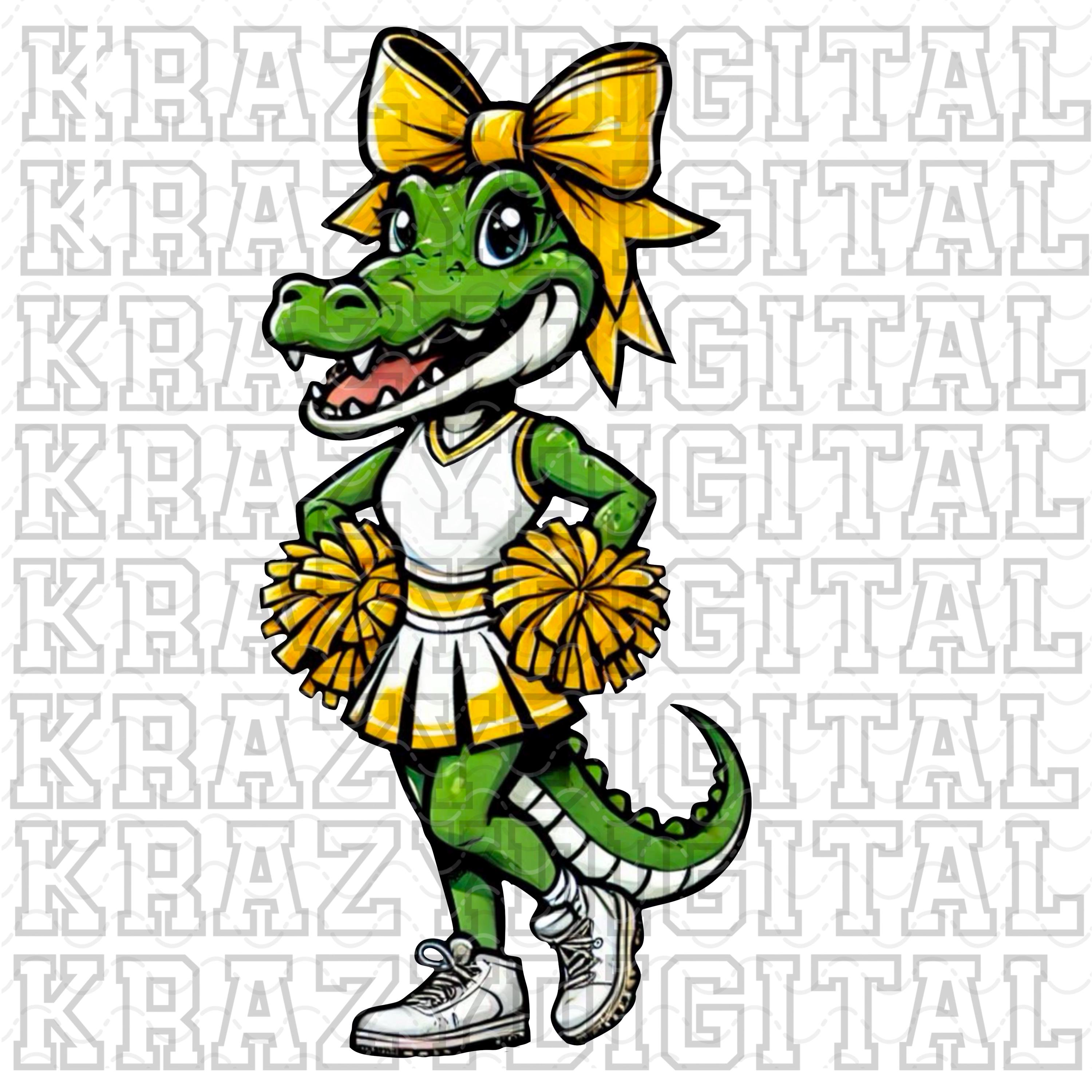 Yellow Lady Gator Cheerleader PNG, Gator Girl Dance, Crocodile School ...