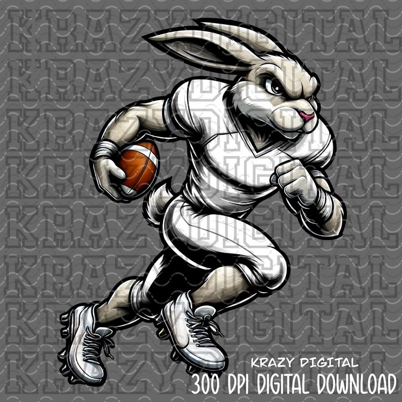 Jackrabbit Football PNG, White Bunny Fun Sports Design, Strong Sports ...