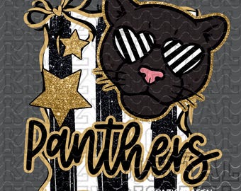 Girly Panthers PNG, Black Gold Spirit Shirt Art, Stripes Stars Logos, Pack Spirit Shirt Girly, Little Sister Spirit Sub File, Heart Glasses
