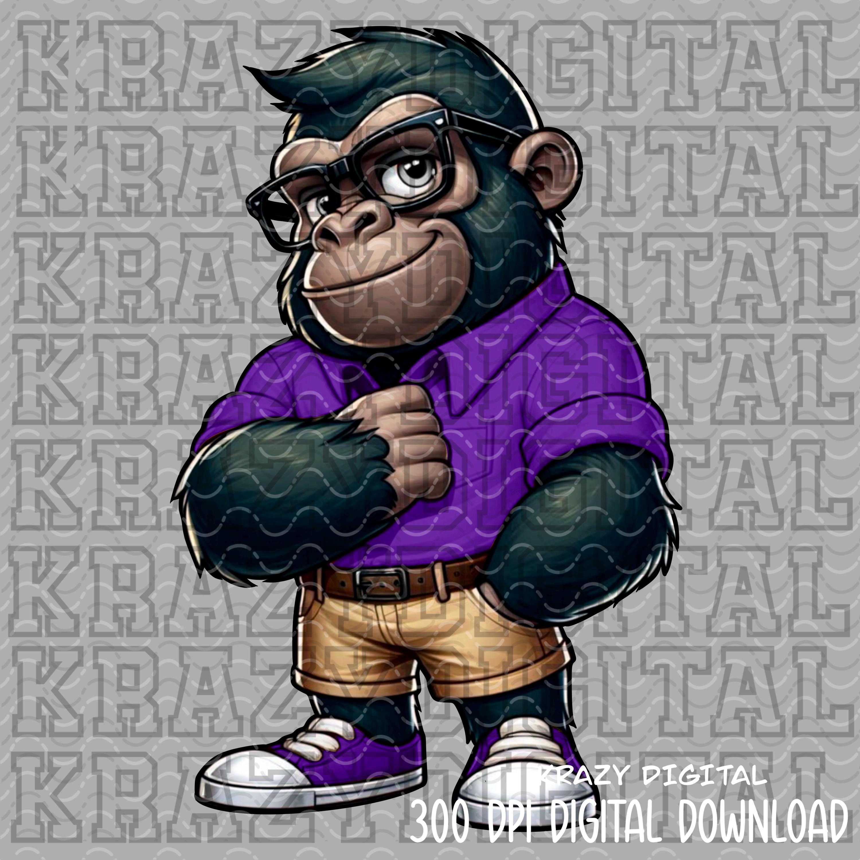 Gorilla Scholastics, Purple Gorilla Academics Mascot PNG, Student
