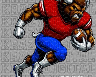 Red Blue Buffalo Football PNG, Zoo Animal Strong Design, Bison Athletic Sports, Bison School Spirit, Boy Sports Digital, Little Brother File