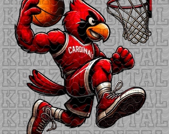 Red Cardinal Basketball Mascot PNG, Red Cardinal School Mascot, Red Bird Sports File, Cardinal Spirit Digital, Family Cardinal Shirt Design