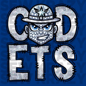 Cadet Rhinestone Mascot png, Cadet Faux Rhinestone PNG, Glitter Cadet School Mascot, Cadet Digital File, Cadet Girl Mascot