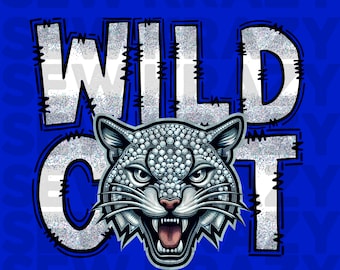 Wildcat Rhinestone Mascot PNG, Wildcat Faux Rhinestone PNG, Wildcat Glitter Mascot DTF, Wildcat School Mascot, Wildcat Digitsl File,
