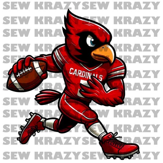 Red and white Cardinal Football Mascot PNG, Red Cardinal School Mascot, Cardinal Football File, Cardinal Red Football Mascot PNG, Red Mascot