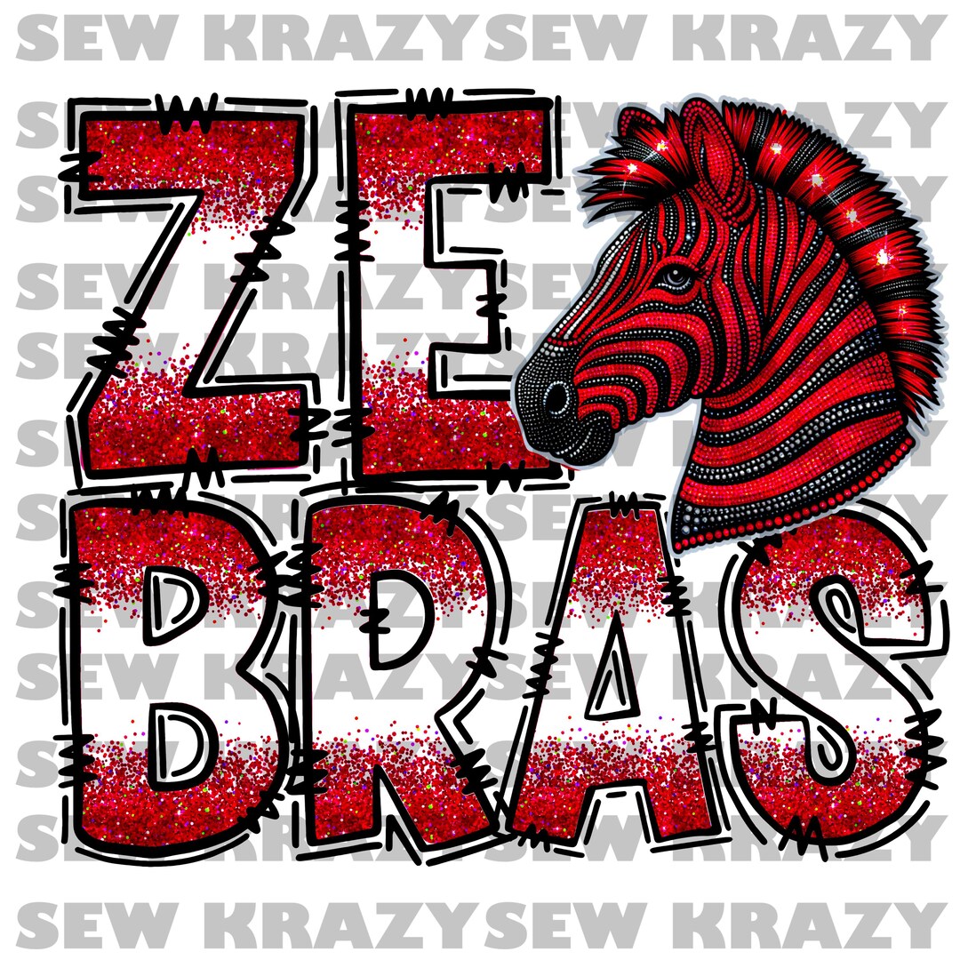 Zebra Rhinestones Zebra Faux Rhinestone PNG, Red Zebra School Mascot PNG, Zebra Red and ...