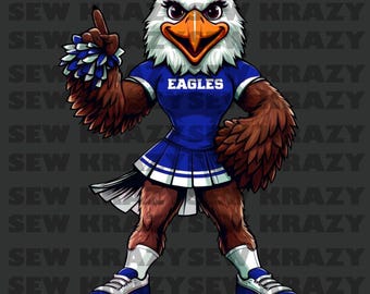 Mascota de porristas azules de Eagles PNG, mascota femenina de Eagle, mascota de porristas de Eagle, archivo digital de hermana de mascota de Eagle, lazo azul de Eagle PNG, mamá de porristas de Eagle