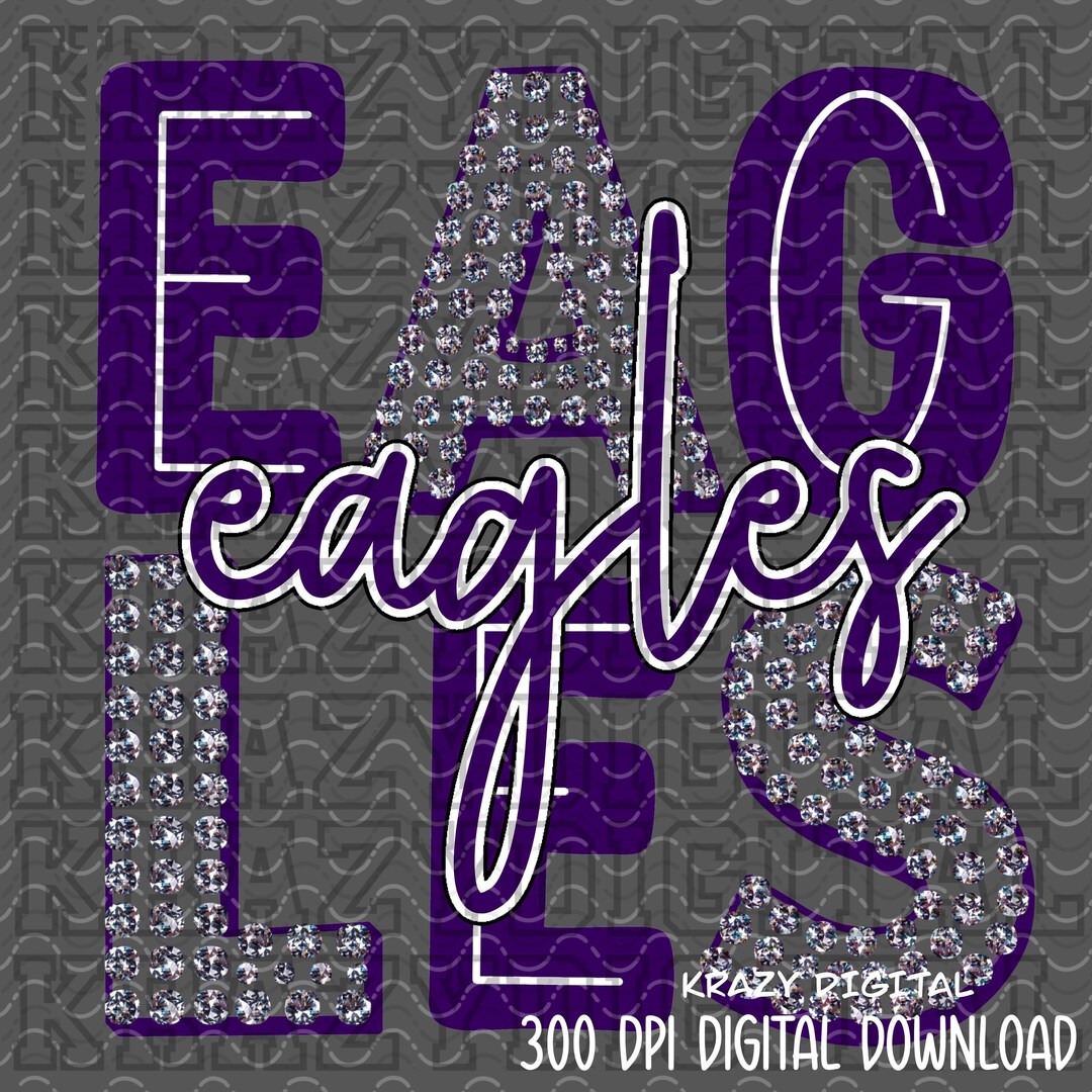 Purple Rhinestone Eagle Purple Eagles Diamond Cut Mascot PNG, Eagle Girly Mascot, Eagle Faux ...