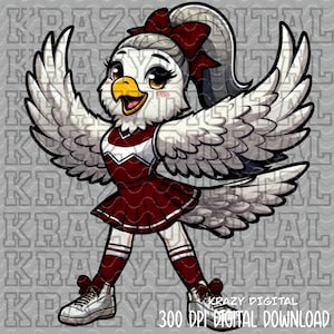 Falcons Cheer PNG, Maroon Falcons Cheerleader, Cute Spirit Shirt Design, Falcons Mascot Digital, Girl Bird Dance Team Download