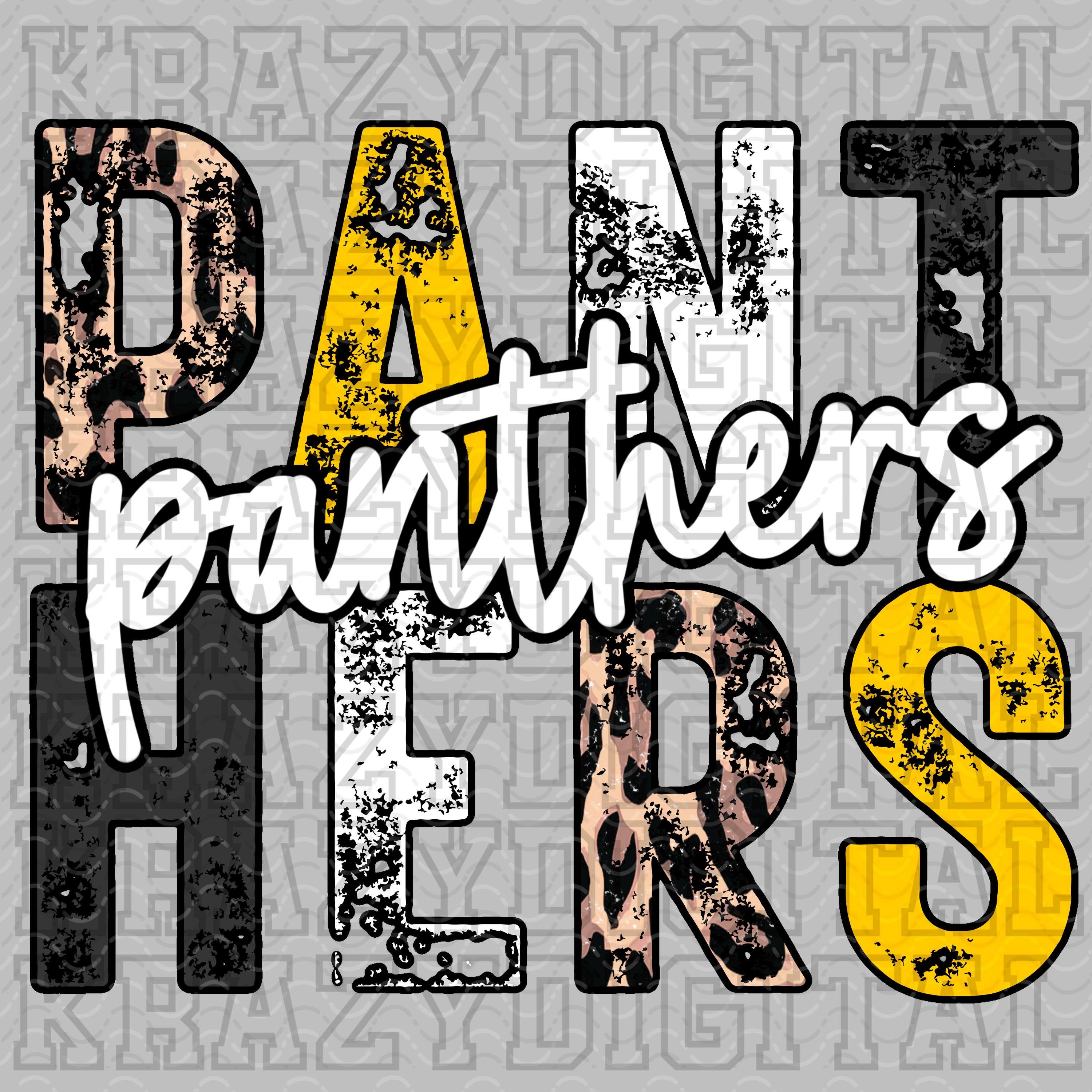 Panthers Mascot PNG Yellow Gold, Panthers Leopard Distressed Mascot PNG ...