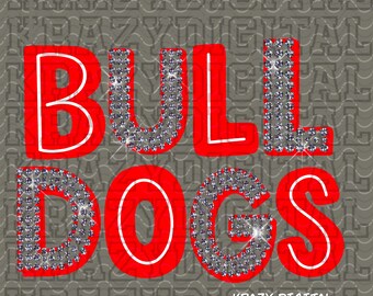 Mascota de Bulldog Rojo con Diamantes de Imitación PNG, Mascota de Bulldog con Brillo DTF, Archivo Digital de Fuente de Bulldog Rojo, Bulldog con Diamantes de Imitación, Arte de Mascota Deslumbrante