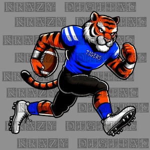 Tiger Blue Orange Football PNG, Tiger Football PNG, Tiger Football Blue Digital File, Tiger Football Design PNG, Tiger Football Art