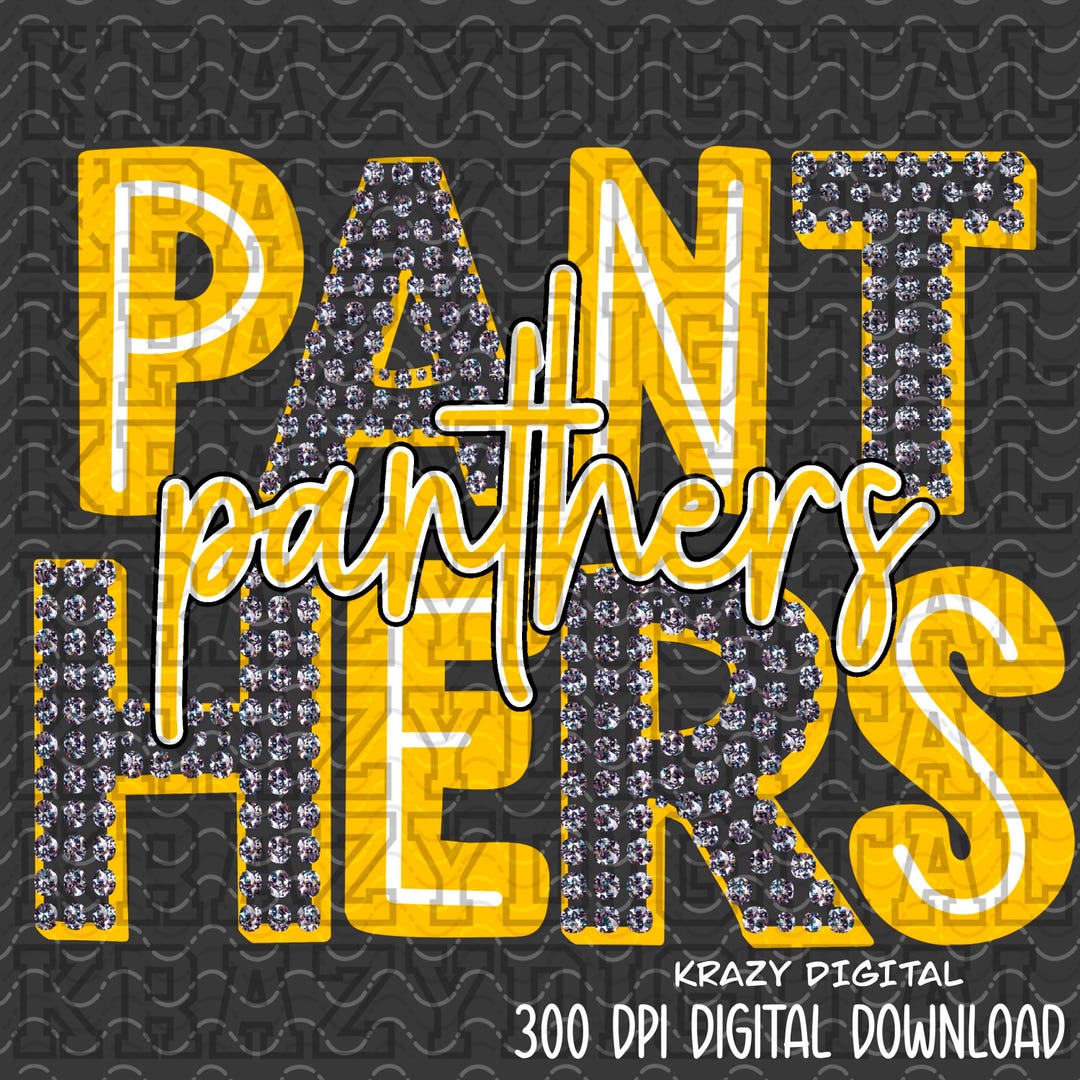 Panthers Yellow Diamond Cut Mascot PNG, Panthers Girly Mascot, Faux ...