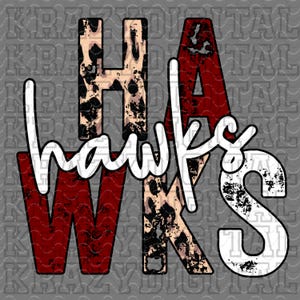 Hawks Mascot PNG Maroon, Hawks Leopard distressed Mascot PNG, Girly Sister Spirit Digital File, Hawks Mom Maroon Spirit, Game Day