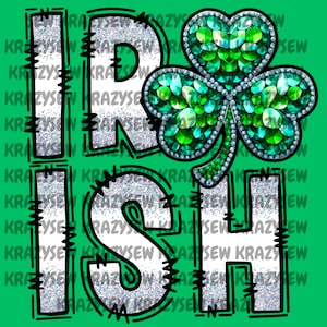 Irish Rhinestone Mascot PNG, Girly Irish Mascot PNG, Irish School Mascot DTF, Irish mascot bling, Irish Faux Rhinestone Sublimation