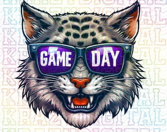 Purple Wildcat Gameday Mascot PNG, Wildcat School Mascot PNG, Wildcat Mascot Digital File, Wildcat Mascot Sublimation, Wildcat Gameday PNG