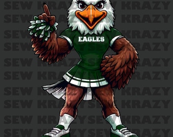 Mascota de porristas verde águilas PNG, mascota femenina águila, mascota de porristas águila, archivo digital verde águila, lazo águila PNG, animadora águila PNG