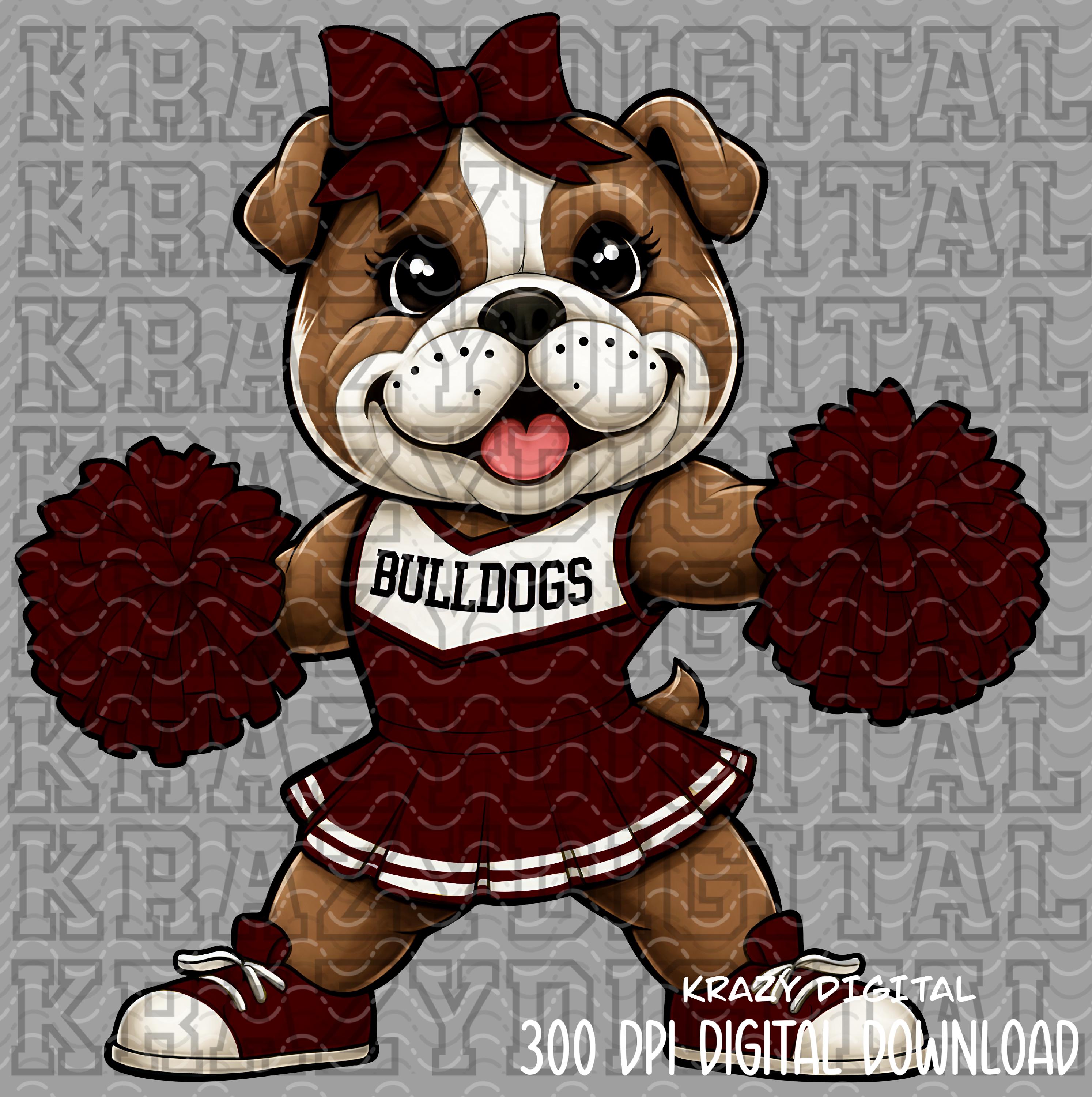 Bulldog Cheer PNG, Maroon Dance Girl digital, Bow Cheer Poms Design, Bulldog Dance Spirit, Mom Sports Shirt, Little Sister Design, Youth Art