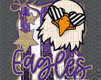 Girly Eagle PNG, Purple Gold Spirit Shirt Art, Stripes Stars Logos, Eagle Spirit Shirt Girly, Little Sister Spirit Sub File, Heart Glasses