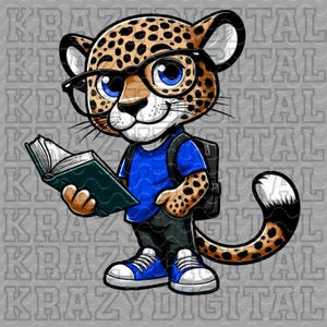 ジャガー ブルー スクール ボーイ PNG、新学期のジャガー アートワーク、クールなジャガー デジタル ファイル、ジャガー スクール マスコット アートワーク、学術的なジャガー デザイン