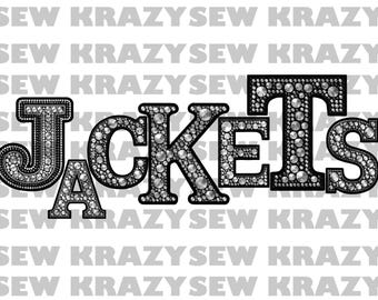 Jackets Rhinestone Mascot PNG, Jackets Faux Rhinestone PNG, Jackets Digital File, Jackets Girly PNG, Jackets School Mascot Bling