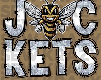 Jackets Rhinestone Mascot PNG, Jackets Faux Rhinestone PNG, Jackets Digital File, Jackets Girly PNG, Jackets School Mascot Bling