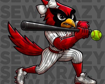 Czerwono-biała maskotka softballu kardynała PNG, Softball Red Bird, Plik softballu kardynała, Maskotka softballu kardynała Red PNG, Łuk kardynała PNG