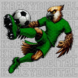 Falcon Soccer Mascot PNG, Green Falcon School Mascot PNG, Falcon mascot sublimation, Cartoon Falcon, Falcon Character art, Unique Pet art