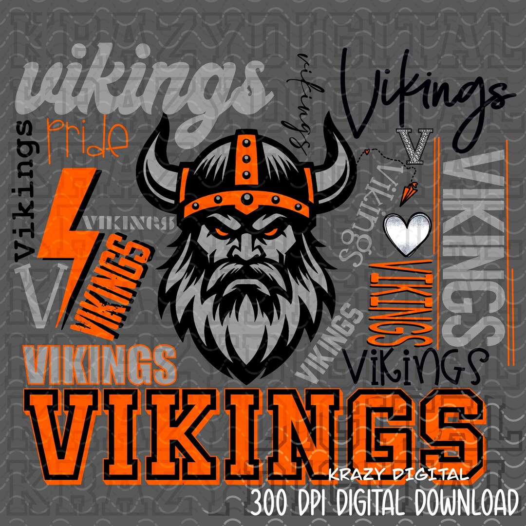 Viking Orange Mascot Typography PNG, Vikings Mascot Cluster PNG ...