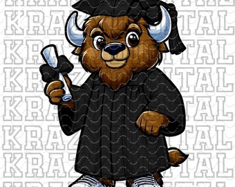 Buffalo Graduation Girl PNG, Black Robe Bison Senior 2026, Kindergarten Graduate Design, Buffalo School Digital, Senior Mom Design
