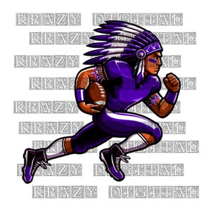 Mascota de fútbol de la escuela de los indios de color morado, PNG de fútbol de los Chiefs, PNG digital de mascota india de color morado, mascota de fútbol de los Chiefs, fútbol de Warrior
