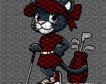 Lady Panther Golf Mascot PNG, Maroon Golf Digital, Mom Spirit Design, Tournament Fundraiser Shirt, Playoff Area State Digital, Youth Sports