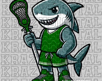 Sharks Lacrosse PNG, Boys Green Shark Lacrosse Mascot Design, Aquarium Field Trip Design, Sports Vacation Design, Shark Spirit Shirt File