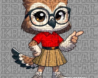 Red Falcon Scholastics, Hawk Back to School  Mascot PNG, Smart Girl Digital File, Studious Falcon Design File, Academic Awards Ceremony