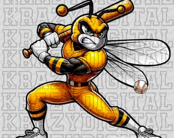 Yellow Jacket Baseball PNG, Yellow Lady Jackets School Mascot, Hornet Baseball PNG, Yellow Jacket Boy PNG, Jackets  sublimation design