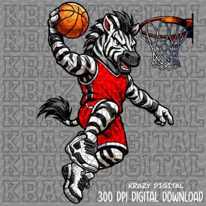 Cebra de baloncesto PNG, mascota juvenil cebra roja PNG, diseño de cebra fuerte para hombre, excursión al zoológico deportivo, diseño de camiseta de playoffs, archivo digital de mates