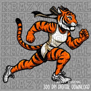 Lady Tiger Gold Track PNG, Tiger Girl Track Mascot PNG, Lady Tiger Running Vegas Gold Digital File, Tiger Mom Cross Country PNG, Tiger Sport