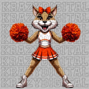 Bravo orange cougar PNG, mascotte cougar PNG, mascotte cougar paillettes, mascotte cougar girly DTF, sublimation mascotte cougar école