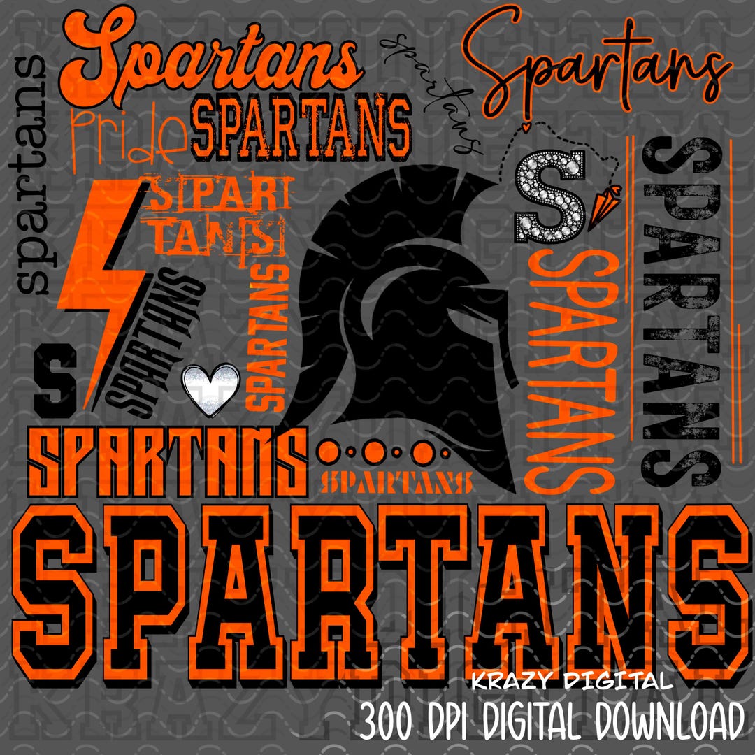 Spartan Mascot Typography PNG, Orange Typography Cluster PNG, Spartan ...