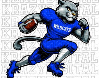 Wildcat Blue Football PNG, Boy Wildcat Design, Youth Peewee