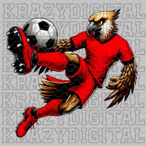 Falcon Soccer Mascot PNG, Red Falcon School Mascot PNG, Falcon mascot sublimation, Cartoon Falcon, Falcon Character art, Unique Pet art