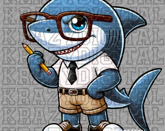 White Shark Scholastics Back To School, School Council Academics Mascot PNG, Smart Guy Digital File, Studious Boys File, Kindergarten