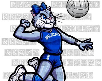 Wildcat Volleyball Mascot PNG, Wildcat Volleyball PNG, Wildcat Girl Volleyball Mascot DTF, Wildcat School Mascot, Wildcat Digital File,