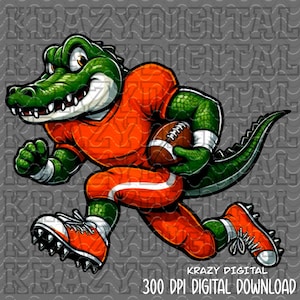Alligator Football PNG, Alligator Orange Boy Spirit Design, Crocodile School, Cool Zoo Design, Little Brother Digital File, Mom Spirit File