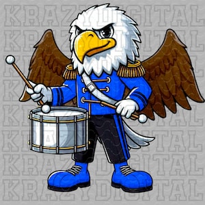 Eagle Blue Marching Band PNG, Eagle Drum Marching PNG, Eagle Band Digital File, Eagle Mascot Band Design,  Eagle Band PNG