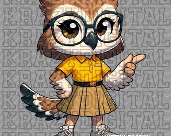 Yellow Falcon Scholastics, Hawk Back to School  Mascot PNG, Smart Girl Digital File, Studious Owl Design File, Academic Awards Ceremony