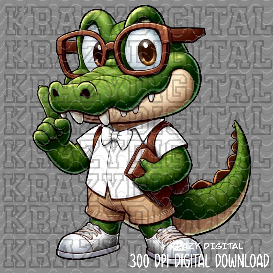 Back to School Alligator Scholastics, White Alligator Academics Mascot ...