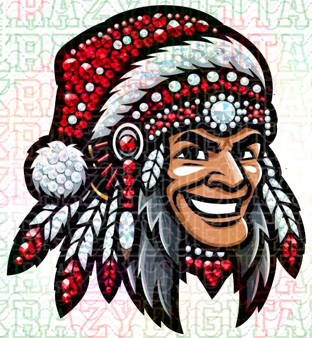 Indians Christmas Rhinestone Mascot PNG, Indian Holiday Faux Rhinestone ...