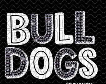 Mascota de bulldog blanco con diamantes de imitación PNG, mascota de bulldog con purpurina DTF, archivo digital de bulldog, diamantes de imitación de bulldog, arte de mascota de bulldog deslumbrante