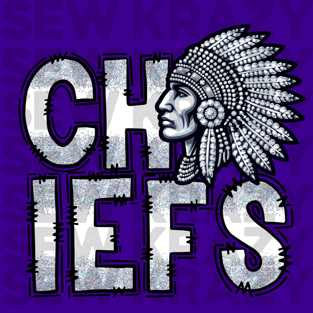 Chiefs Rhinestone Mascot PNG, Chiefs Faux Rhinestone Football PNG ...